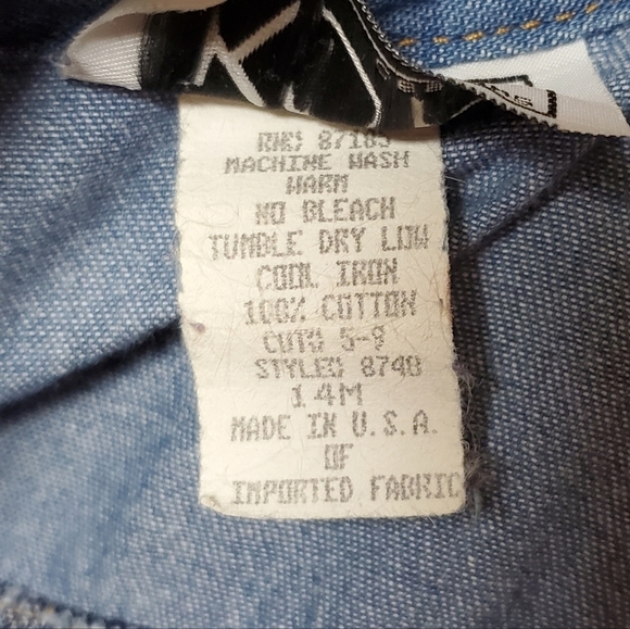 Vintage 90s KDK Light Wash Blue Chambray Lace Belted Side Pocket Midi Dress 14 - Picture 16 of 16